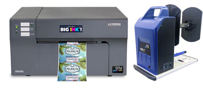 Primera LX3000e Farb-Etikettendrucker (Pigment) + RW-7+ Rewinder